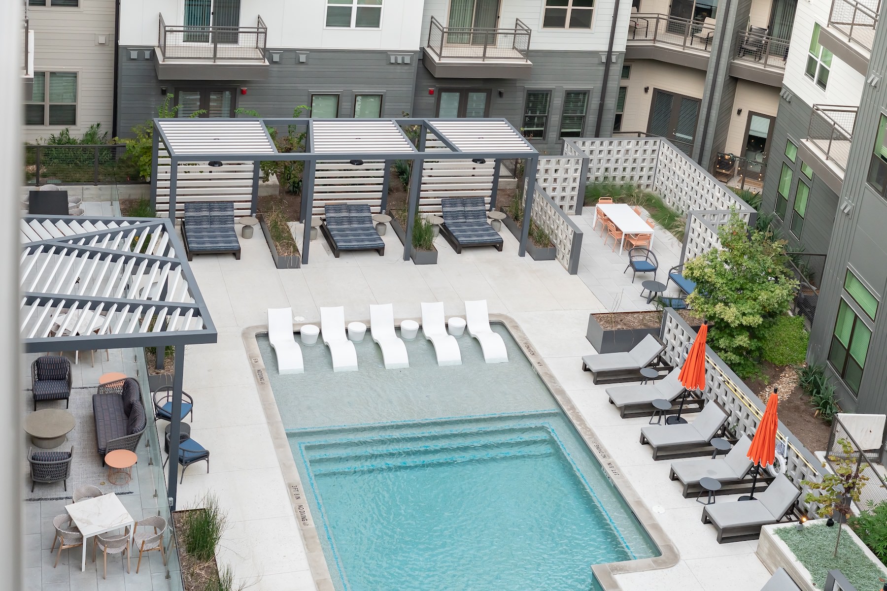 resort style pool with seating