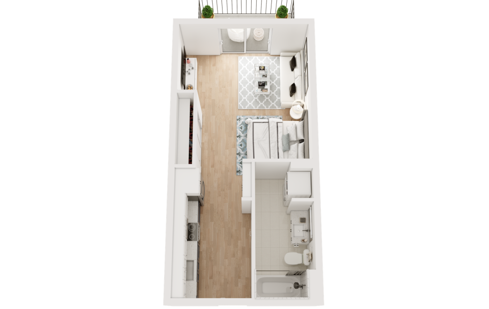 The Blockyard Floor plan featuring a studio-type room.